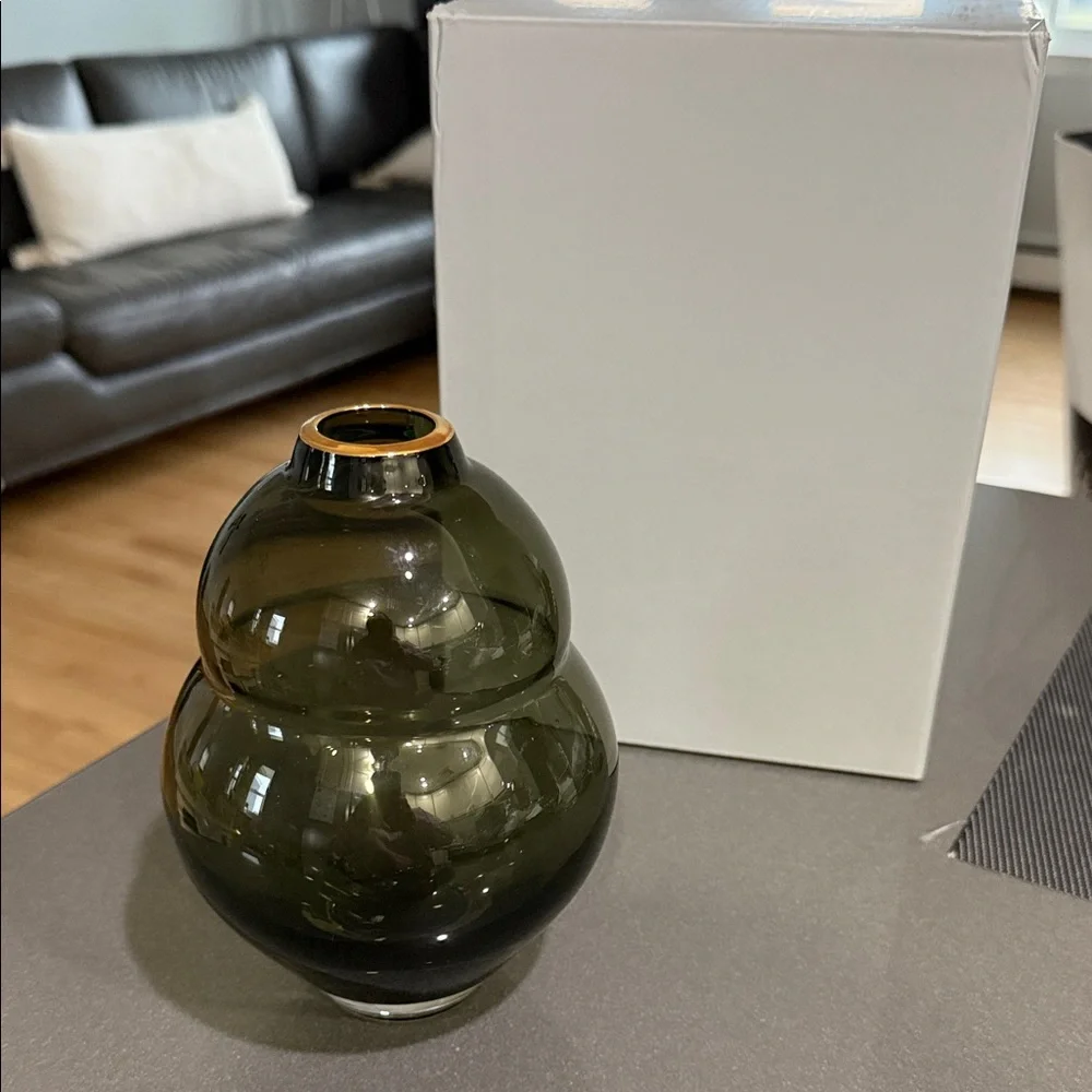Sancia Gourd Glass Curved Decorative Vase with gold - Brand